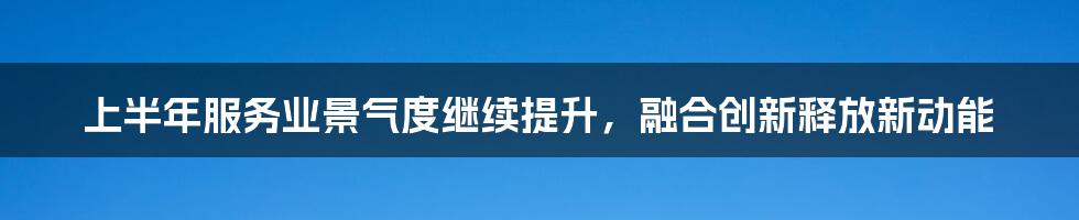 上半年服务业景气度继续提升，融合创新释放新动能