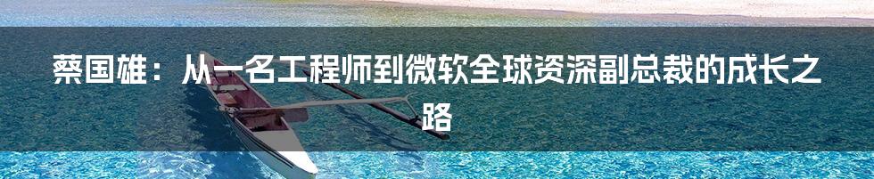 蔡国雄：从一名工程师到微软全球资深副总裁的成长之路