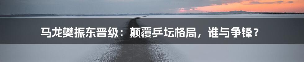 马龙樊振东晋级：颠覆乒坛格局，谁与争锋？