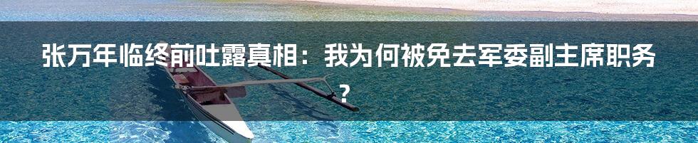 张万年临终前吐露真相：我为何被免去军委副主席职务？