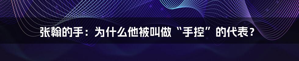 张翰的手：为什么他被叫做“手控”的代表？