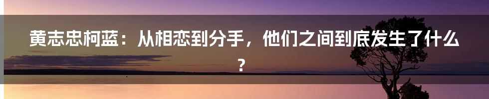 黄志忠柯蓝：从相恋到分手，他们之间到底发生了什么？