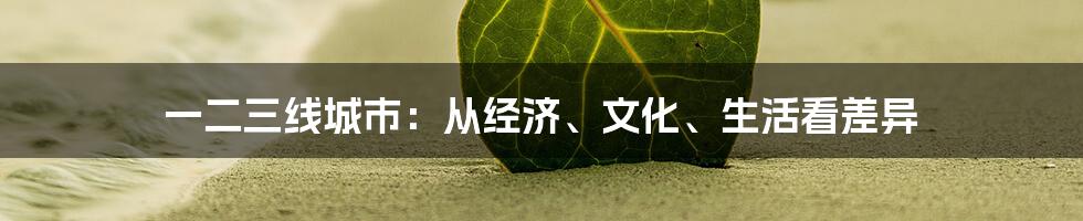 一二三线城市：从经济、文化、生活看差异