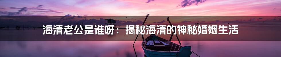 海清老公是谁呀：揭秘海清的神秘婚姻生活