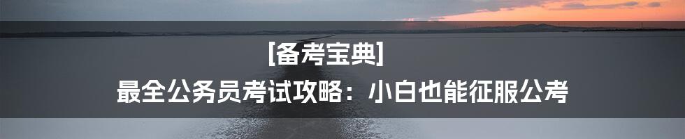 [备考宝典] 最全公务员考试攻略：小白也能征服公考