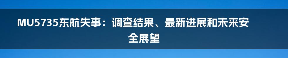 MU5735东航失事：调查结果、最新进展和未来安全展望