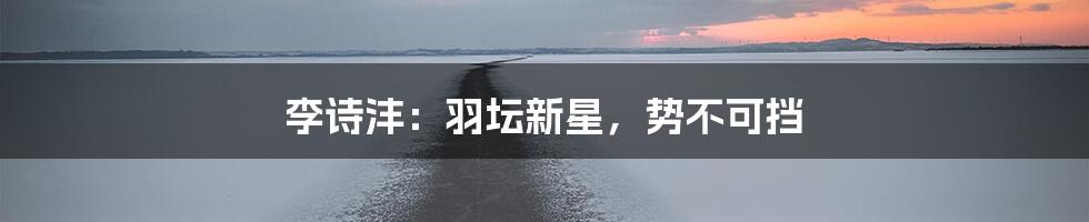 李诗沣：羽坛新星，势不可挡