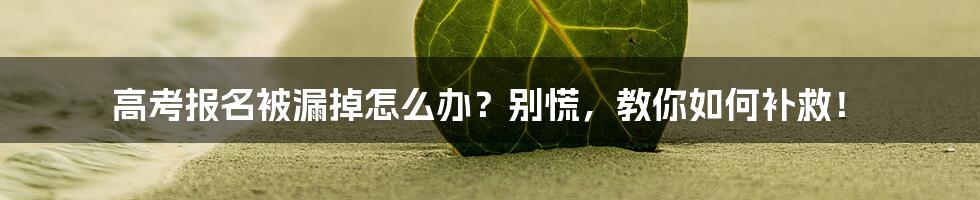 高考报名被漏掉怎么办？别慌，教你如何补救！