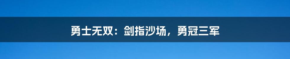 勇士无双：剑指沙场，勇冠三军