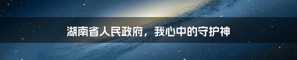 湖南省人民政府，我心中的守护神