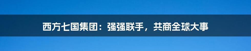 西方七国集团：强强联手，共商全球大事