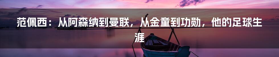 范佩西：从阿森纳到曼联，从金童到功勋，他的足球生涯