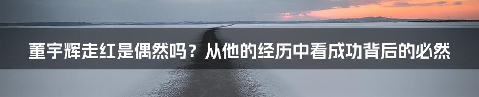 董宇辉走红是偶然吗？从他的经历中看成功背后的必然