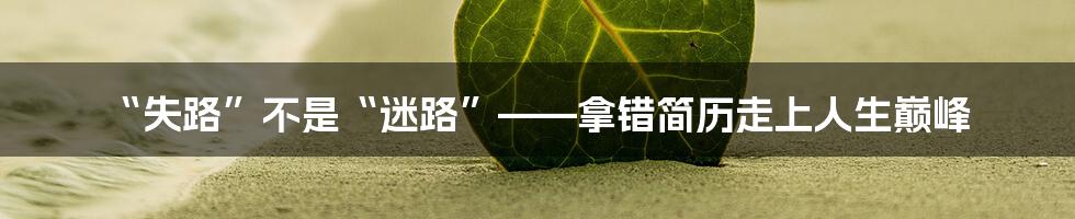 “失路”不是“迷路”——拿错简历走上人生巅峰