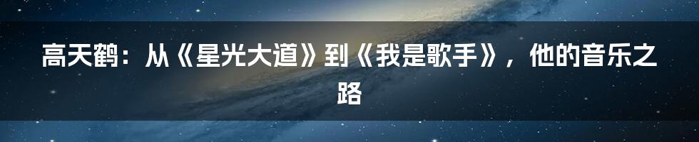 高天鹤：从《星光大道》到《我是歌手》，他的音乐之路