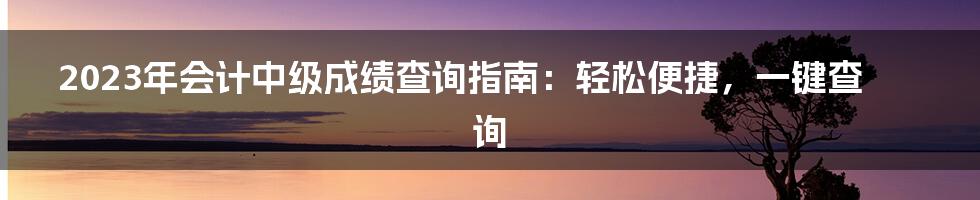 2023年会计中级成绩查询指南：轻松便捷，一键查询