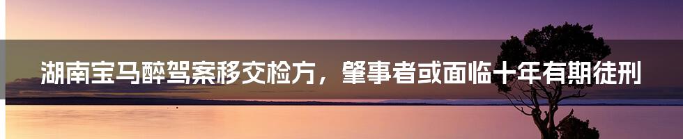 湖南宝马醉驾案移交检方，肇事者或面临十年有期徒刑