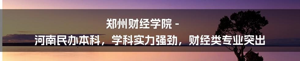 郑州财经学院 - 河南民办本科，学科实力强劲，财经类专业突出