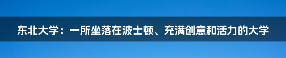 东北大学：一所坐落在波士顿、充满创意和活力的大学