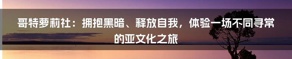 哥特萝莉社：拥抱黑暗、释放自我，体验一场不同寻常的亚文化之旅