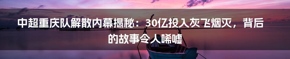 中超重庆队解散内幕揭秘：30亿投入灰飞烟灭，背后的故事令人唏嘘