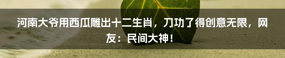 河南大爷用西瓜雕出十二生肖，刀功了得创意无限，网友：民间大神！