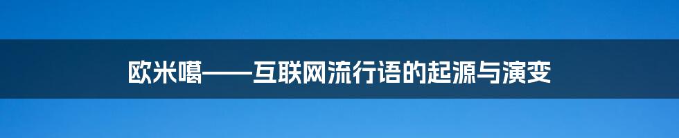 欧米噶——互联网流行语的起源与演变