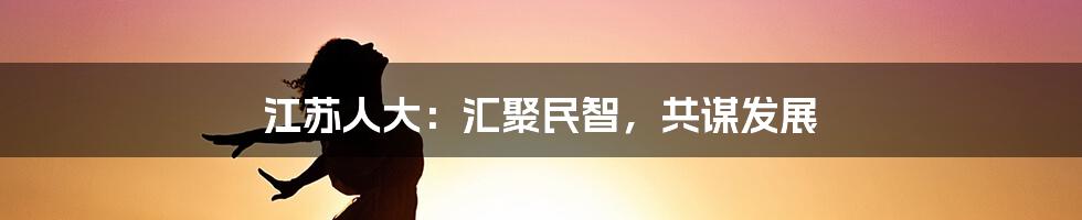 江苏人大：汇聚民智，共谋发展