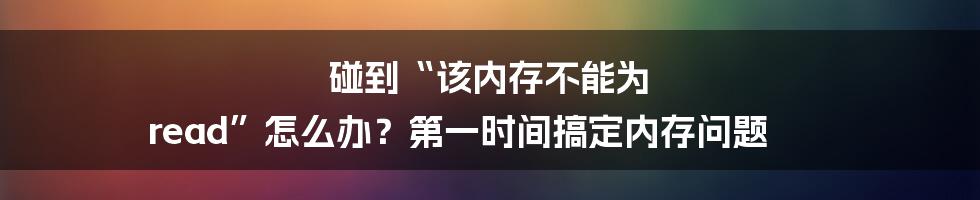 碰到“该内存不能为 read”怎么办？第一时间搞定内存问题