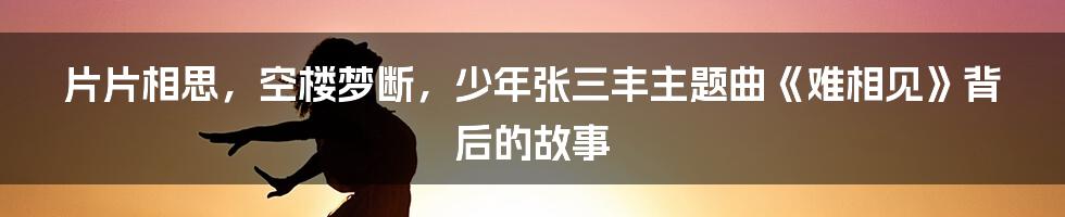 片片相思，空楼梦断，少年张三丰主题曲《难相见》背后的故事