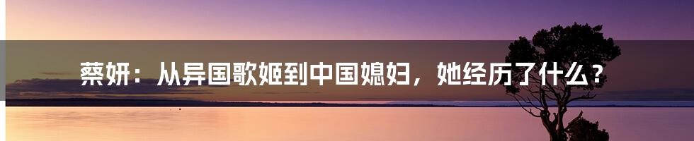 蔡妍：从异国歌姬到中国媳妇，她经历了什么？