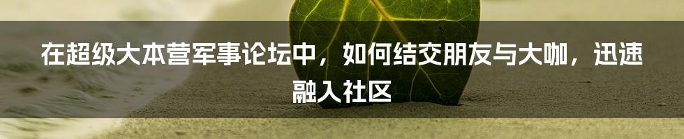 在超级大本营军事论坛中，如何结交朋友与大咖，迅速融入社区