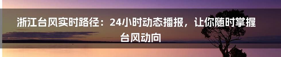 浙江台风实时路径：24小时动态播报，让你随时掌握台风动向