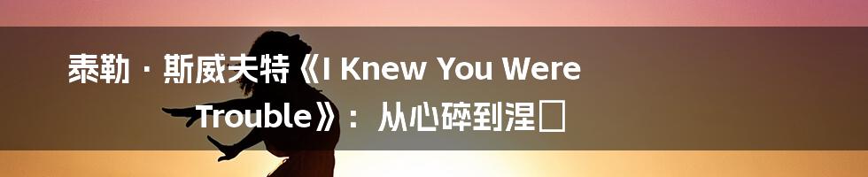 泰勒·斯威夫特《I Knew You Were Trouble》：从心碎到涅槃