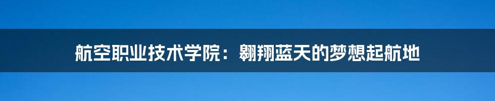 航空职业技术学院：翱翔蓝天的梦想起航地