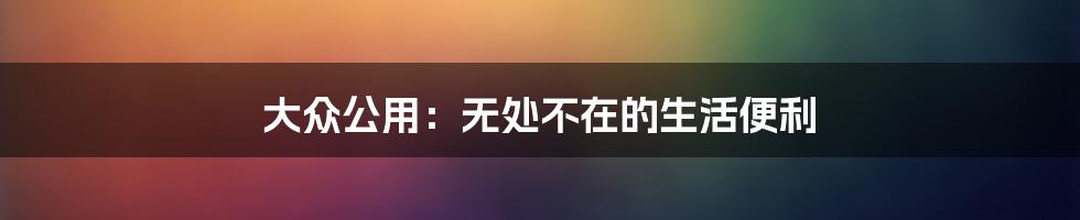 大众公用：无处不在的生活便利