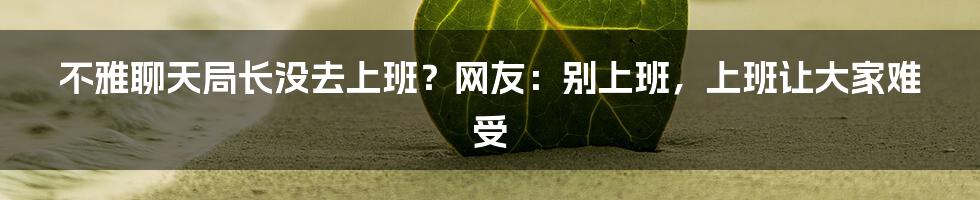 不雅聊天局长没去上班？网友：别上班，上班让大家难受