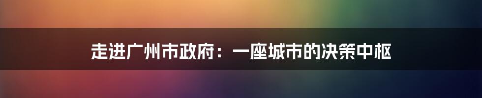 走进广州市政府：一座城市的决策中枢