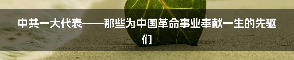 中共一大代表——那些为中国革命事业奉献一生的先驱们