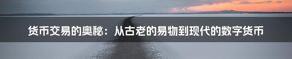 货币交易的奥秘：从古老的易物到现代的数字货币