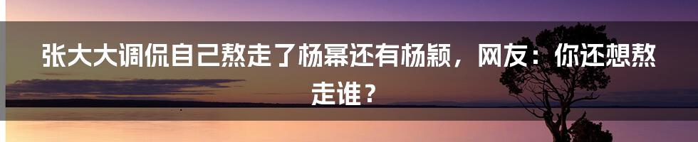 张大大调侃自己熬走了杨幂还有杨颖，网友：你还想熬走谁？