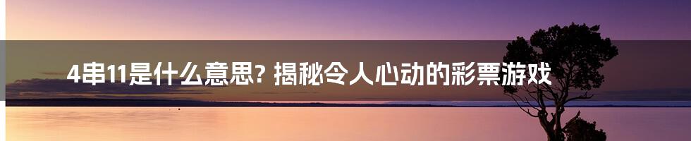 4串11是什么意思? 揭秘令人心动的彩票游戏