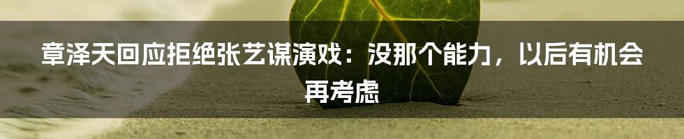 章泽天回应拒绝张艺谋演戏：没那个能力，以后有机会再考虑