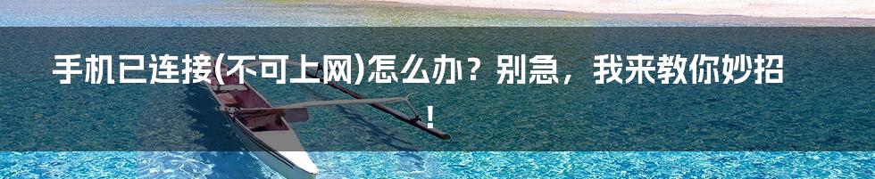 手机已连接(不可上网)怎么办？别急，我来教你妙招！