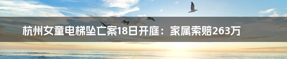 杭州女童电梯坠亡案18日开庭：家属索赔263万