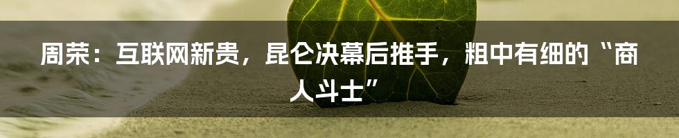 周荣：互联网新贵，昆仑决幕后推手，粗中有细的“商人斗士”