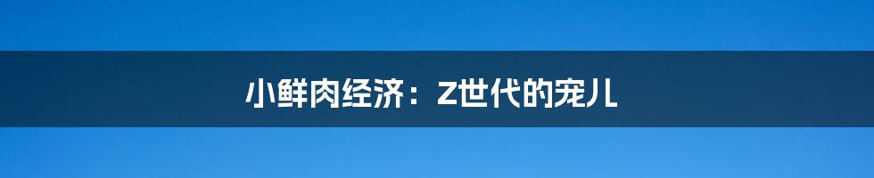 小鲜肉经济：Z世代的宠儿