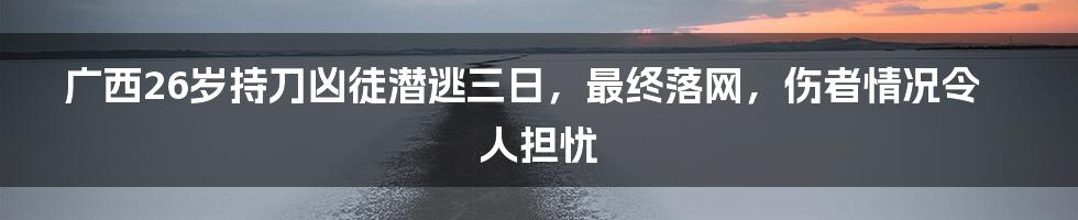 广西26岁持刀凶徒潜逃三日，最终落网，伤者情况令人担忧