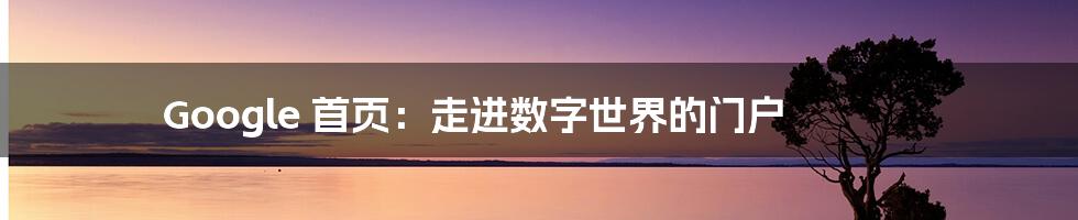 Google 首页：走进数字世界的门户