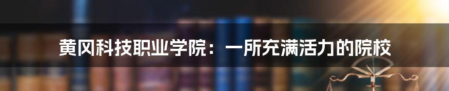 黄冈科技职业学院：一所充满活力的院校